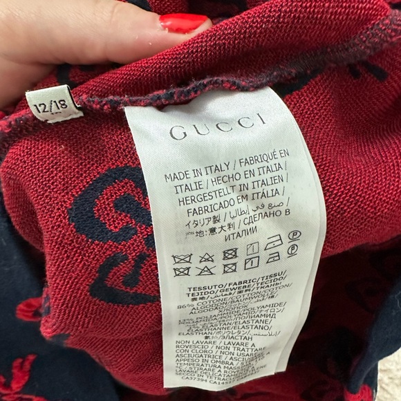 Gucci Baby Girl Blue & Red Bow Dress Size 12/18 Months - Picture 5 of 5